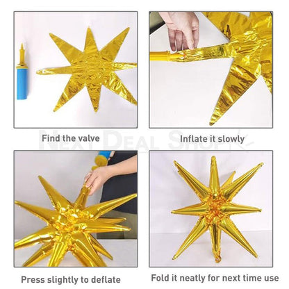 10 Pcs - Gold Starburst Aluminum Foil Balloon-Next Deal Shop-Next Deal Shop