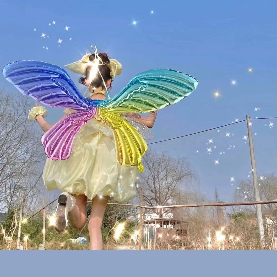 10 Pcs - Strap-on Inflatable Rainbow Fairy Wings Balloon-Next Deal Shop-Next Deal Shop