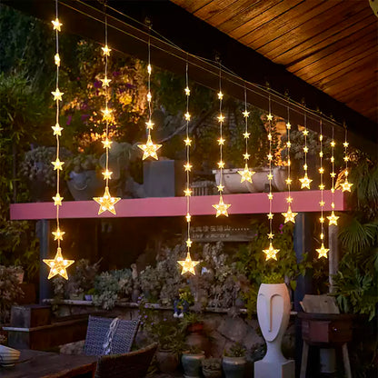 Solar-Powered LED Star Curtain Light