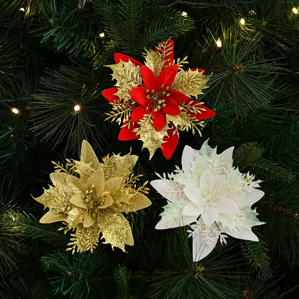 Glitter Christmas Poinsettias Flower