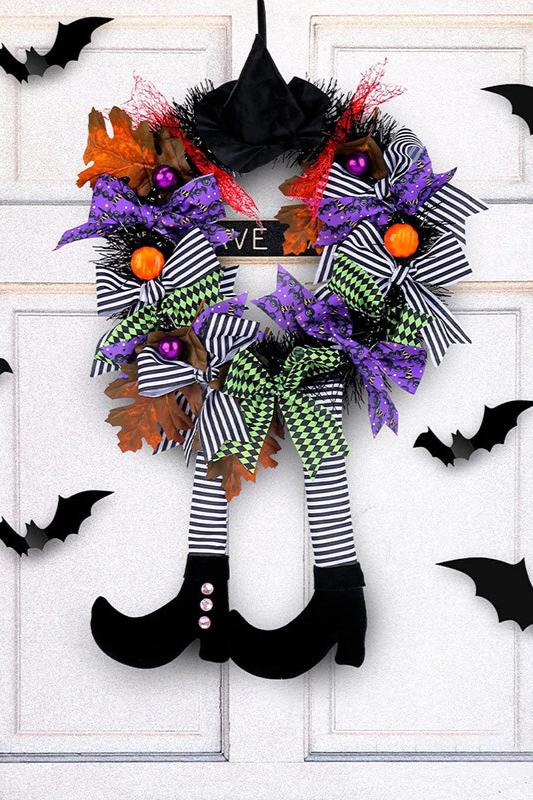 Couronne de porte en forme de pattes de sorcière pour Halloween