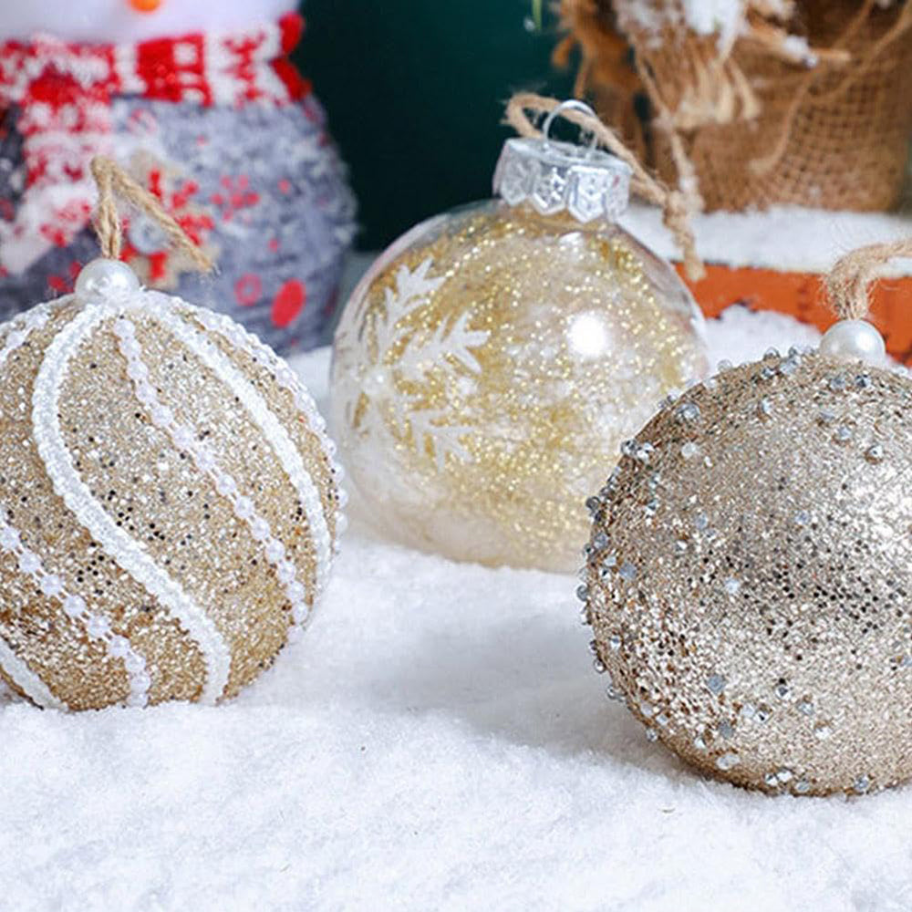 9 Pcs Premium Acrylic Glitter Ornament Ball Set