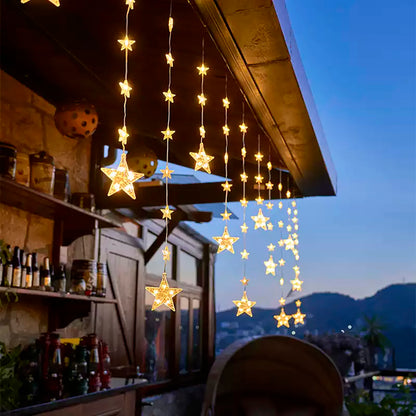 Solar-Powered LED Star Curtain Light