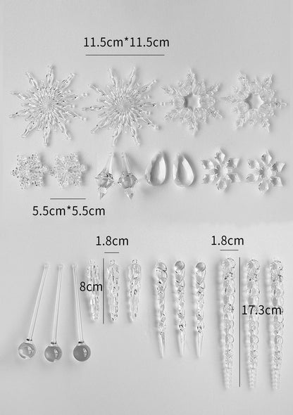 24 Pcs - Christmas Snowflake & Icicle Hanging Ornament