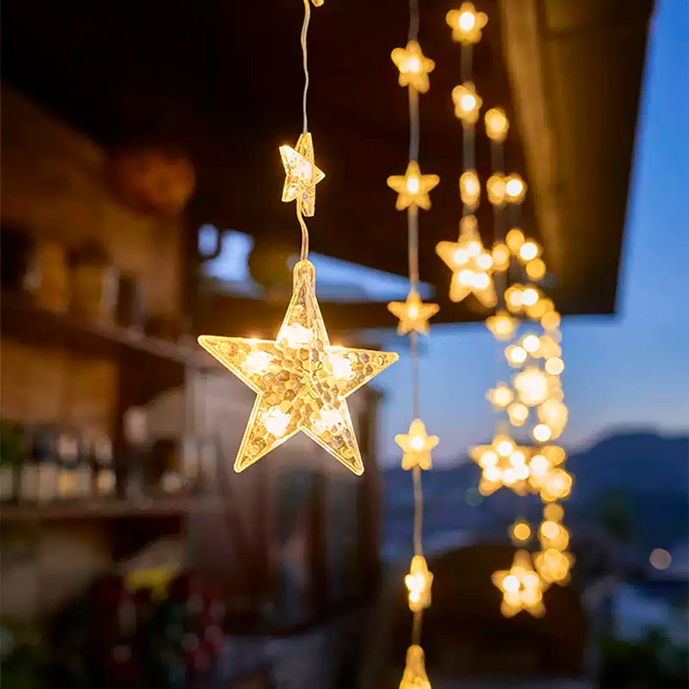 Solar-Powered LED Star Curtain Light