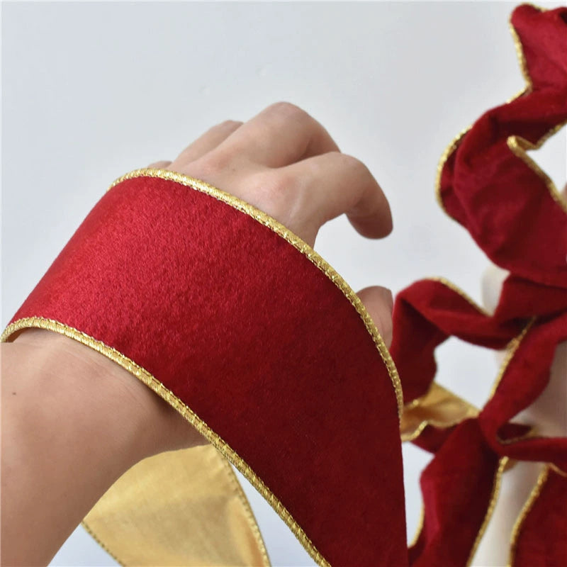 3.3 ft  Premium Red Velvet Wire-Edged Ribbon