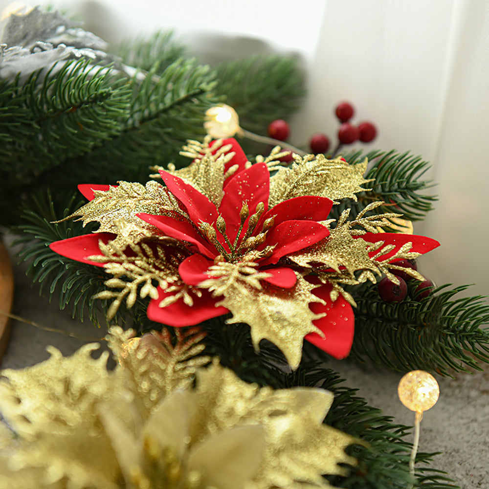 Glitter Christmas Poinsettias Flower