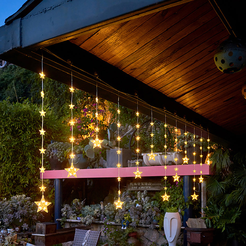 Solar-Powered LED Star Curtain Light