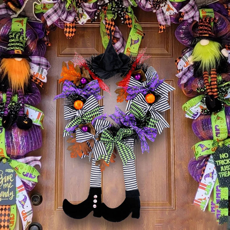 Halloween Witch Leg Door Wreath