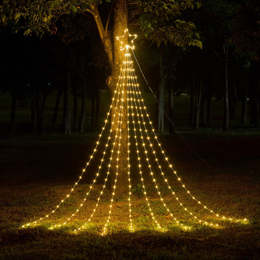 11.5ft Christmas Star Waterfall Warm White String Lights