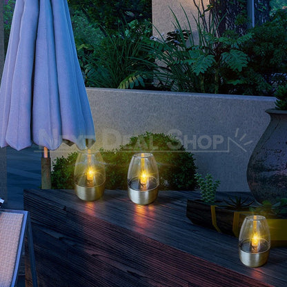 4 Pcs - Solar Powered Stainless Steel LED Candle Light-Next Deal Shop-Next Deal Shop