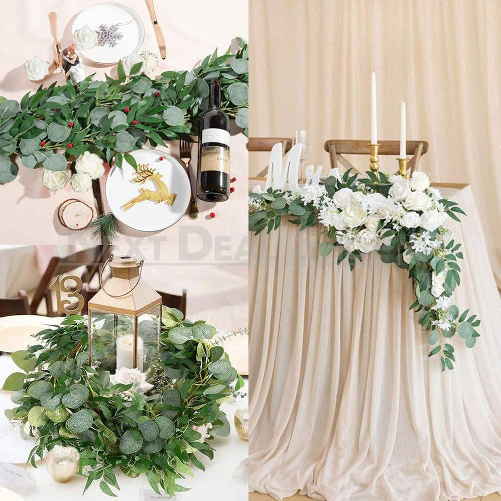 6.56 ft Artificial Eucalyptus & Willow Leaves Garland-Next Deal Shop-Next Deal Shop