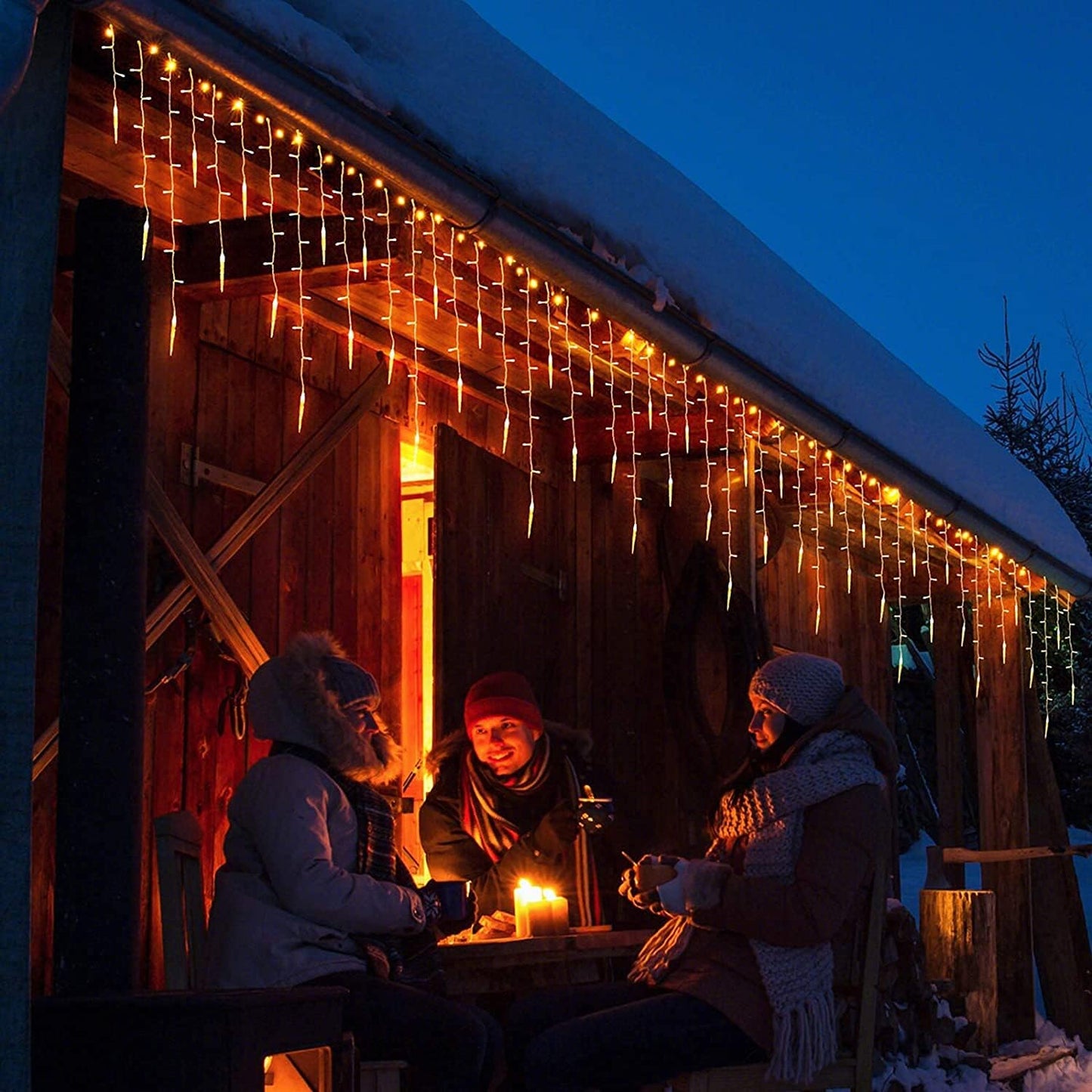 Solar-Powered LED Icicle Curtain Light