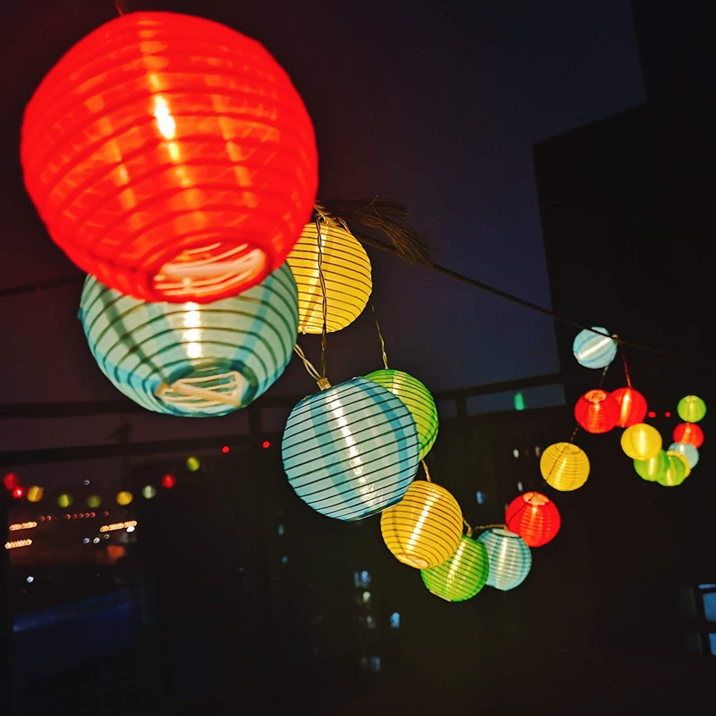 9.84ft 20 LEDs Colorful Lantern String Light