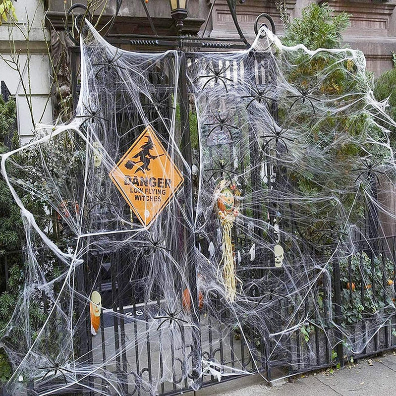 Halloween Stretchable Cobweb With Spiders-Next Deal Shop-Next Deal Shop