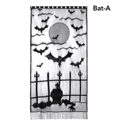 Halloween Themed Lace Curtain Decoration-Next Deal Shop-Bat - A-Next Deal Shop