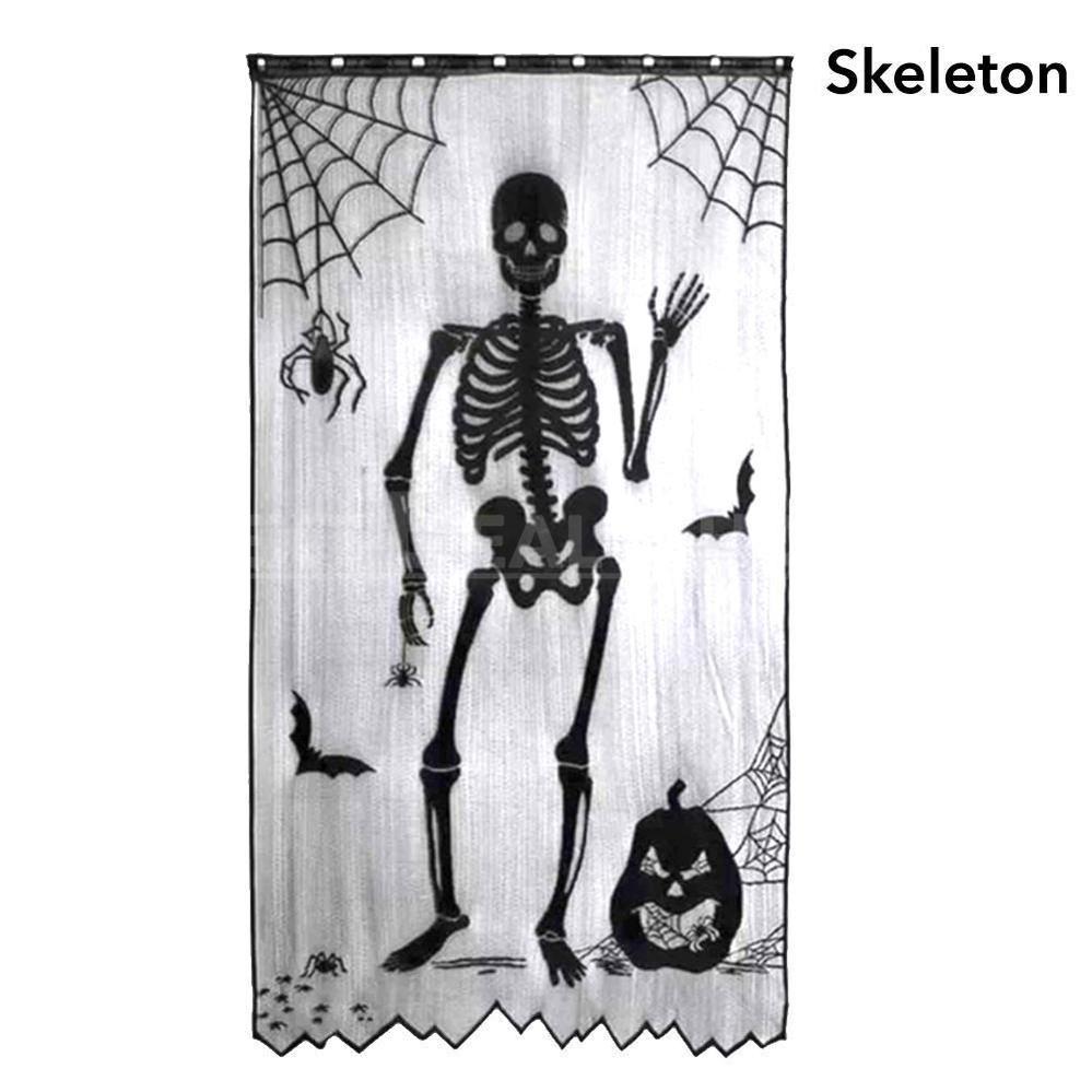 Halloween Themed Lace Curtain Decoration-Next Deal Shop-Skeleton-Next Deal Shop