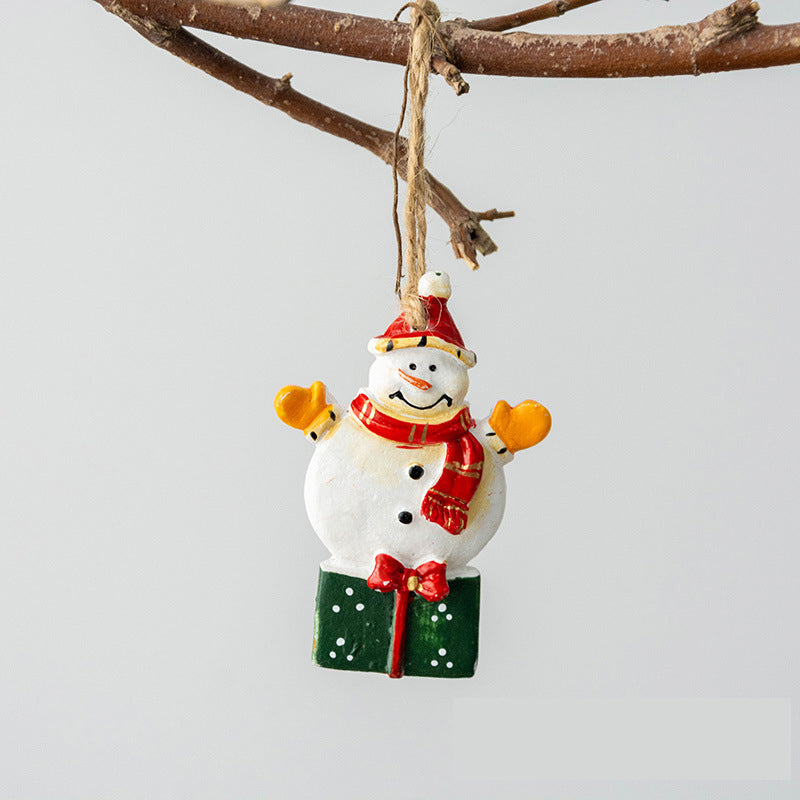 Hand Painted Christmas Hanging Ornament-Next Deal Shop-Snowman on a gift box-Next Deal Shop