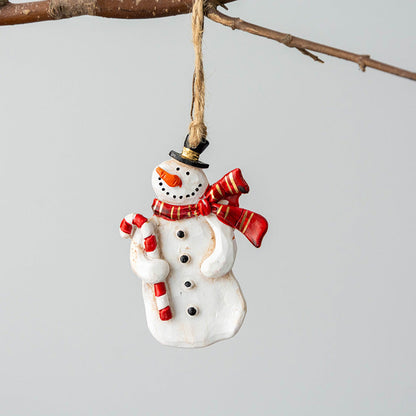 Hand Painted Christmas Hanging Ornament-Next Deal Shop-Snowman with candy cane-Next Deal Shop