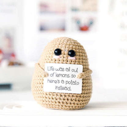 Handmade Crochet Potato with Encouragement Card-Next Deal Shop-Brown-Life was all out of lemons-Next Deal Shop