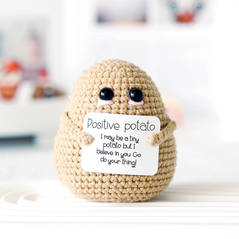 Handmade Crochet Potato with Encouragement Card-Next Deal Shop-Brown-Positive potato-Next Deal Shop