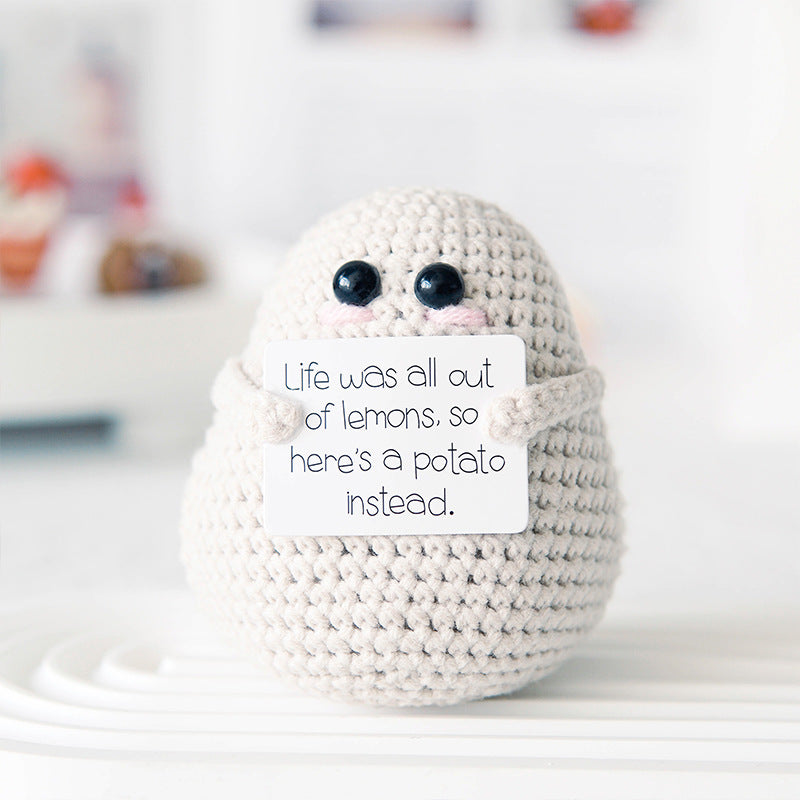 Handmade Crochet Potato with Encouragement Card-Next Deal Shop-White-Life was all out of lemons-Next Deal Shop