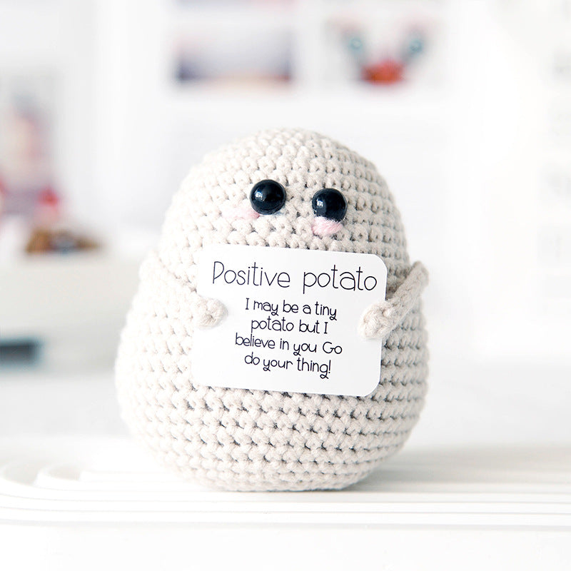 Handmade Crochet Potato with Encouragement Card-Next Deal Shop-White-Positive potato-Next Deal Shop