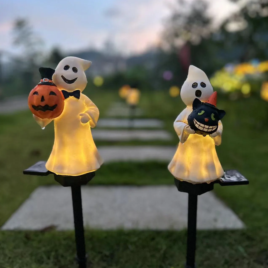 2 Pcs - Solar Powered LED Ghost Stake Light